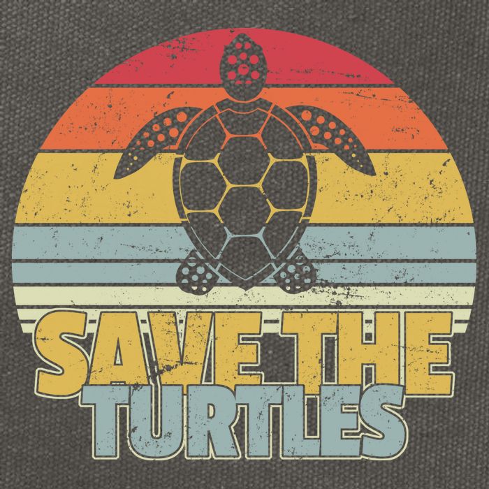 Save The Turtles Retro Style Cotton Canvas Backpack