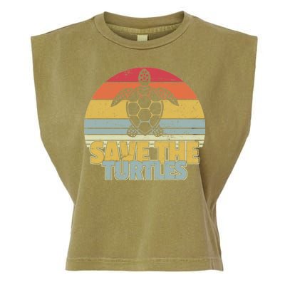 Save The Turtles Retro Style Garment-Dyed Women's Muscle Tee