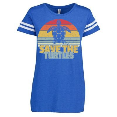 Save The Turtles Retro Style Enza Ladies Jersey Football T-Shirt