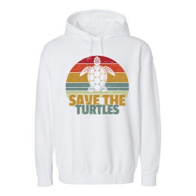 Save The Turtles Retro Style Garment-Dyed Fleece Hoodie