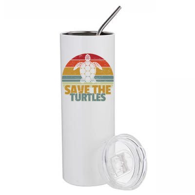 Save The Turtles Retro Style Stainless Steel Tumbler