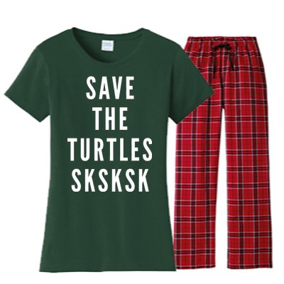 Save The Turtles SKSKSK Women's Flannel Pajama Set