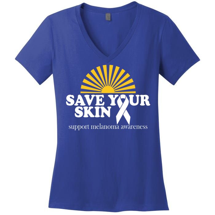 Save Your Skin Melanoma Awareness Women's V-Neck T-Shirt