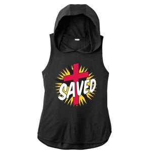 Saved Comic Cross Ladies PosiCharge Tri-Blend Wicking Draft Hoodie Tank