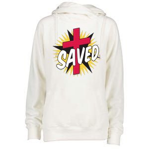 Saved Comic Cross Womens Funnel Neck Pullover Hood