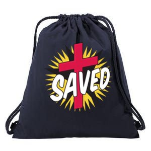 Saved Comic Cross Drawstring Bag