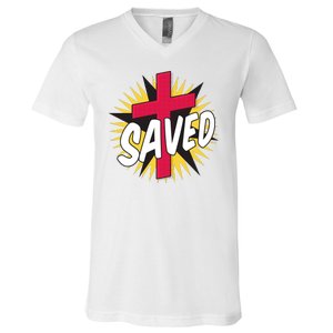 Saved Comic Cross V-Neck T-Shirt