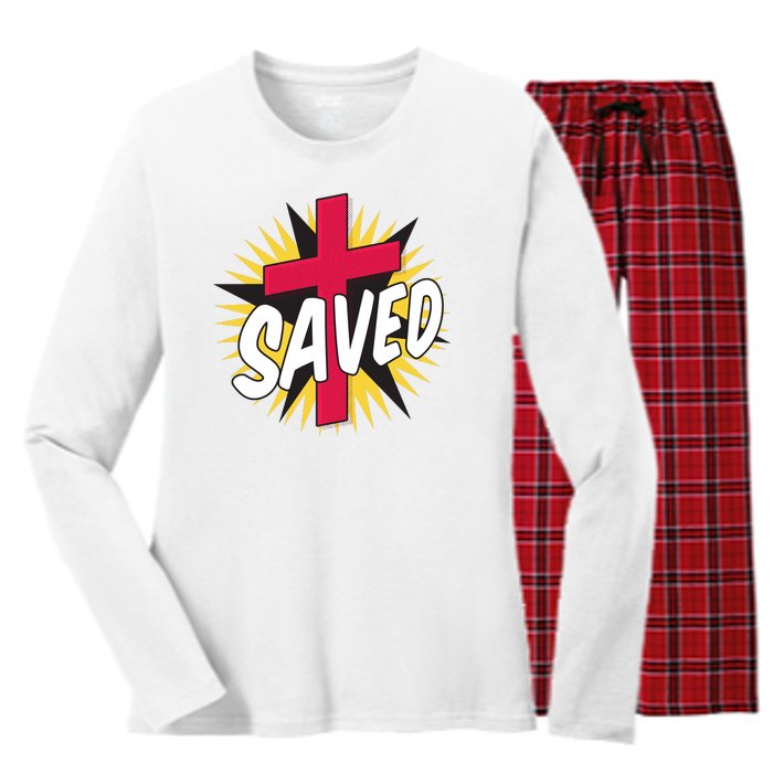 Saved Comic Cross Women's Long Sleeve Flannel Pajama Set 