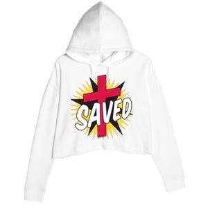 Saved Comic Cross Crop Fleece Hoodie