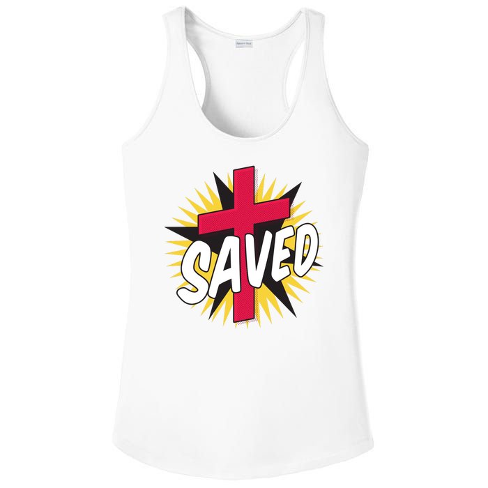 Saved Comic Cross Ladies PosiCharge Competitor Racerback Tank