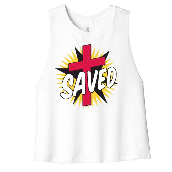 Saved Comic Cross Women's Racerback Cropped Tank