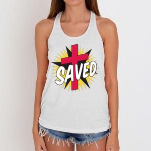 Saved Comic Cross Women's Knotted Racerback Tank