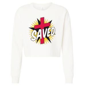 Saved Comic Cross Cropped Pullover Crew