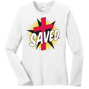 Saved Comic Cross Ladies Long Sleeve Shirt