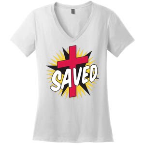 Saved Comic Cross Women's V-Neck T-Shirt