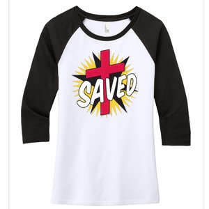 Saved Comic Cross Women's Tri-Blend 3/4-Sleeve Raglan Shirt