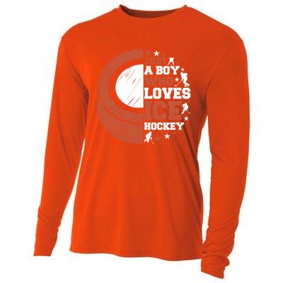 Sport A Who Loves Ice Hockey Funny Gift Cooling Performance Long Sleeve Crew