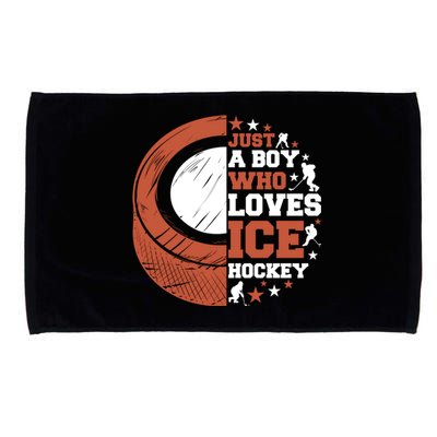 Sport A Who Loves Ice Hockey Funny Gift Microfiber Hand Towel