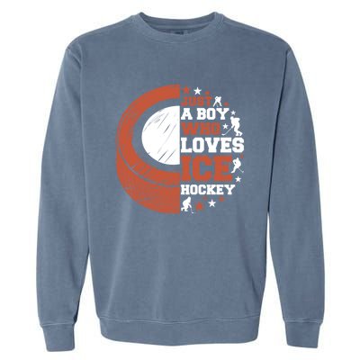 Sport A Who Loves Ice Hockey Funny Gift Garment-Dyed Sweatshirt