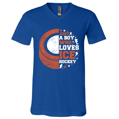 Sport A Who Loves Ice Hockey Funny Gift V-Neck T-Shirt