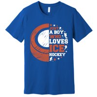 Sport A Who Loves Ice Hockey Funny Gift Premium T-Shirt