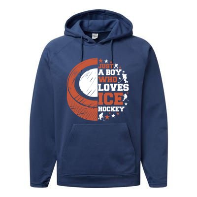 Sport A Who Loves Ice Hockey Funny Gift Performance Fleece Hoodie