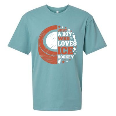 Sport A Who Loves Ice Hockey Funny Gift Sueded Cloud Jersey T-Shirt