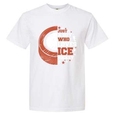 Sport A Who Loves Ice Hockey Funny Gift Garment-Dyed Heavyweight T-Shirt