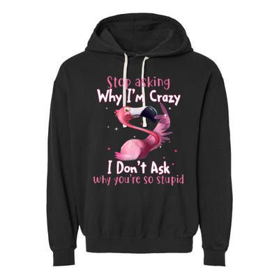 Stop Asking Why I'm Crazy I Don't Ask Why You're So Stupid Funny Garment-Dyed Fleece Hoodie