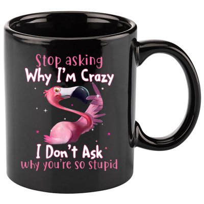 Stop Asking Why I'm Crazy I Don't Ask Why You're So Stupid Funny 11oz C Handle Ceramic Mug