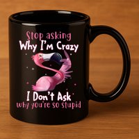 Stop Asking Why I'm Crazy I Don't Ask Why You're So Stupid Funny 11oz C Handle Ceramic Mug