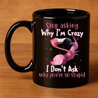 Stop Asking Why I'm Crazy I Don't Ask Why You're So Stupid Funny 11oz C Handle Ceramic Mug