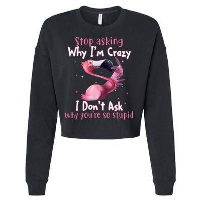 Stop Asking Why I'm Crazy I Don't Ask Why You're So Stupid Funny Cropped Pullover Crew