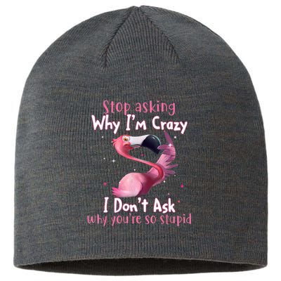 Stop Asking Why I'm Crazy I Don't Ask Why You're So Stupid Funny Sustainable Beanie