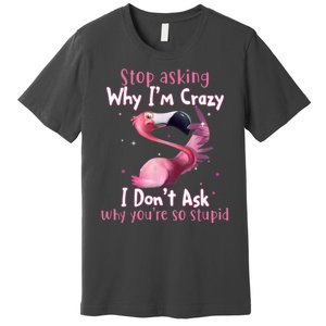 Stop Asking Why I'm Crazy I Don't Ask Why You're So Stupid Funny Premium T-Shirt