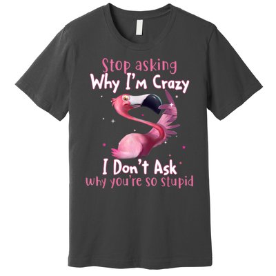 Stop Asking Why I'm Crazy I Don't Ask Why You're So Stupid Funny Premium T-Shirt