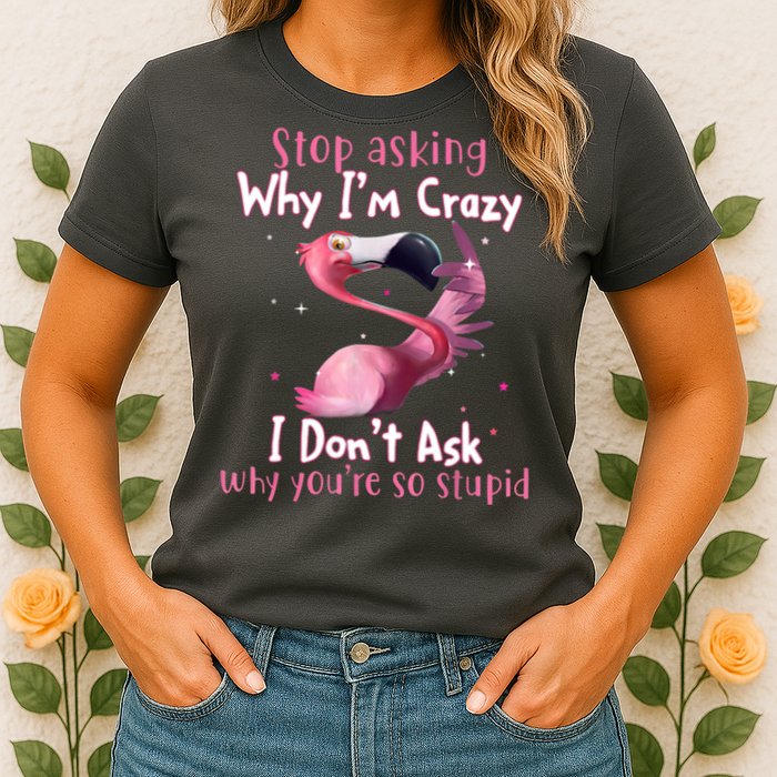 Stop Asking Why I'm Crazy I Don't Ask Why You're So Stupid Funny Womens T-Shirt
