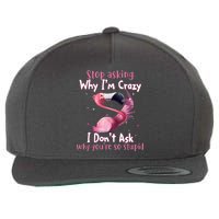 Stop Asking Why I'm Crazy I Don't Ask Why You're So Stupid Funny Wool Snapback Cap