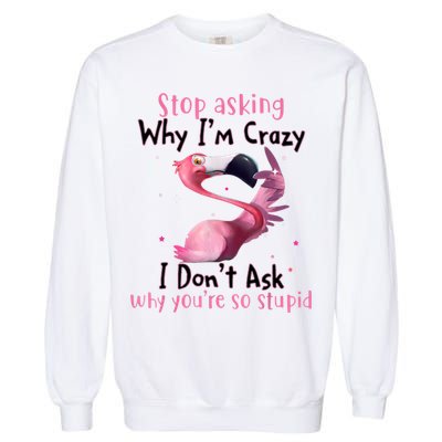 Stop Asking Why I'm Crazy I Don't Ask Why You're So Stupid Funny Garment-Dyed Sweatshirt