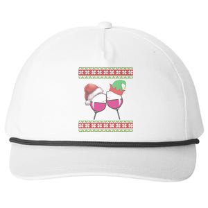 Santa And Wine Glasses Hat Christmas Funny Wine Lover Gift Snapback Five-Panel Rope Hat