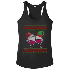 Santa And Wine Glasses Hat Christmas Funny Wine Lover Gift Ladies PosiCharge Competitor Racerback Tank