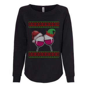 Santa And Wine Glasses Hat Christmas Funny Wine Lover Gift Womens California Wash Sweatshirt