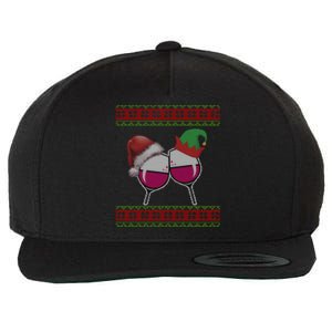 Santa And Wine Glasses Hat Christmas Funny Wine Lover Gift Wool Snapback Cap