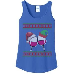 Santa And Wine Glasses Hat Christmas Funny Wine Lover Gift Ladies Essential Tank