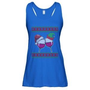 Santa And Wine Glasses Hat Christmas Funny Wine Lover Gift Ladies Essential Flowy Tank