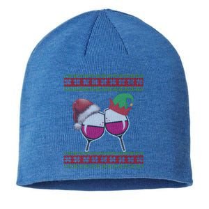 Santa And Wine Glasses Hat Christmas Funny Wine Lover Gift Sustainable Beanie