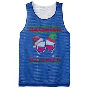 Santa And Wine Glasses Hat Christmas Funny Wine Lover Gift Mesh Reversible Basketball Jersey Tank