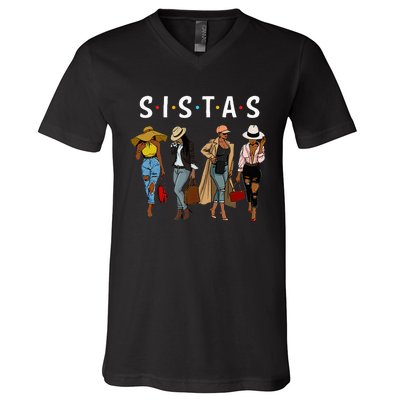 Sistas Afro Women Together Women Birthday V-Neck T-Shirt