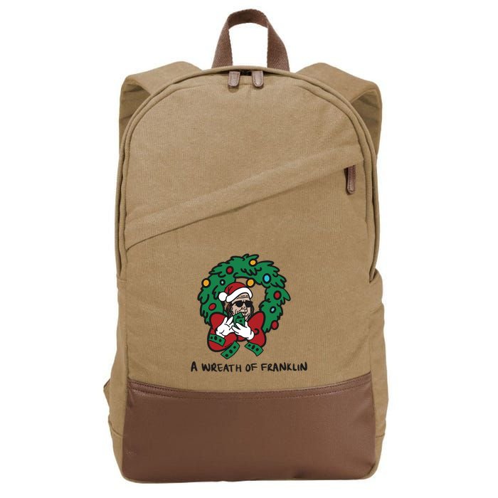 Santa A Wreath Of Franklin Christmas Cotton Canvas Backpack