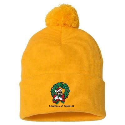 Santa A Wreath Of Franklin Christmas Pom Pom 12in Knit Beanie